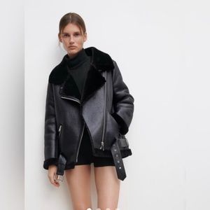 Zara Faux Fur Biker Jacket